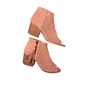 Qupid suede look cage sandals open toe shoes heels sz 8.5